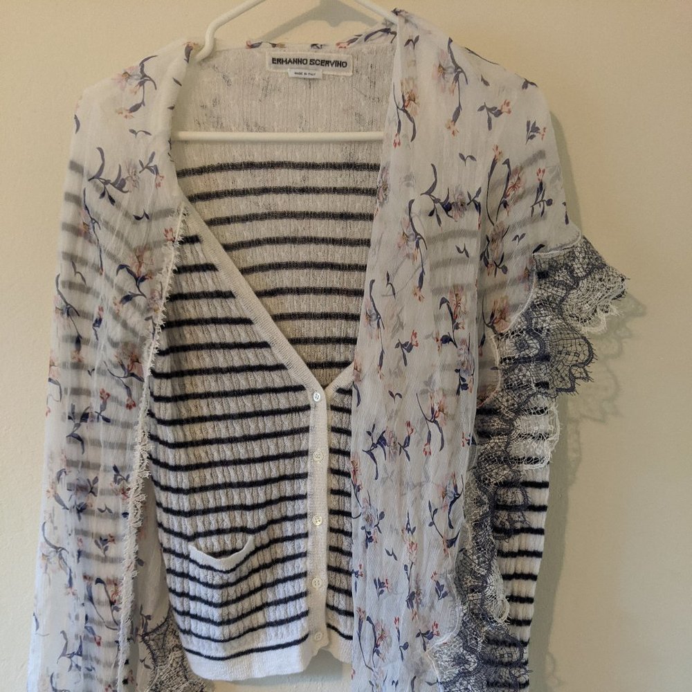 Ermanno Scervino White and Blue Cardigan